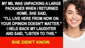 My MIL was unpacking a large package when I returned home from a business trip.